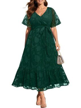 Plus Size A-Line Long Dress | Pinup Fashion Wedding Guest Cocktail Dress